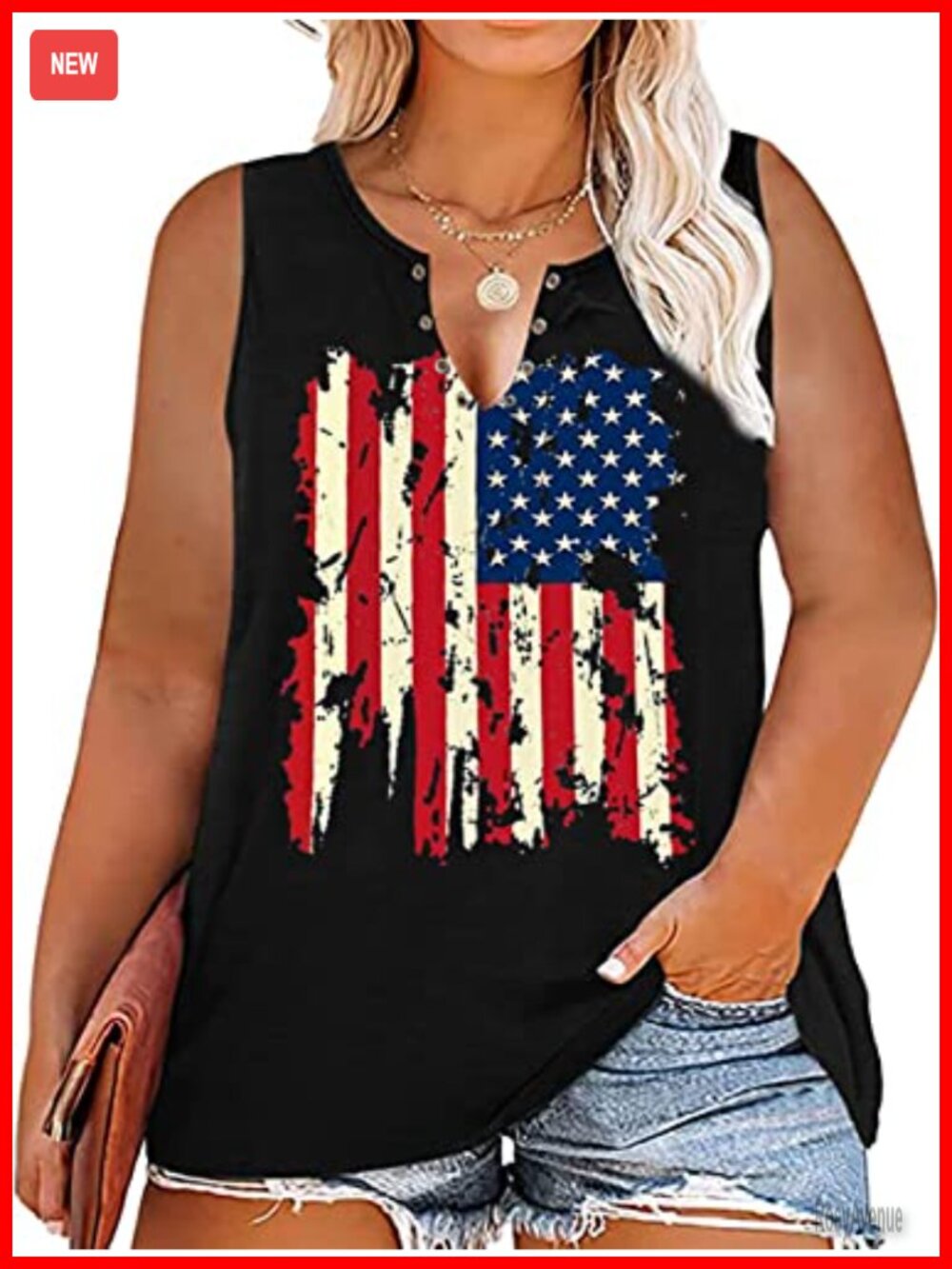 Plus Size Patriotic Tank Top Women 4th of July Sleeveless USA Flag Graphic Tee